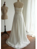 Strapless Lace Chiffon Full Length Wedding Dress
